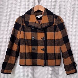 Ann Taylor LOFT Petite XS Buffalo Plaid Cropped Pea Coat. Great condition.